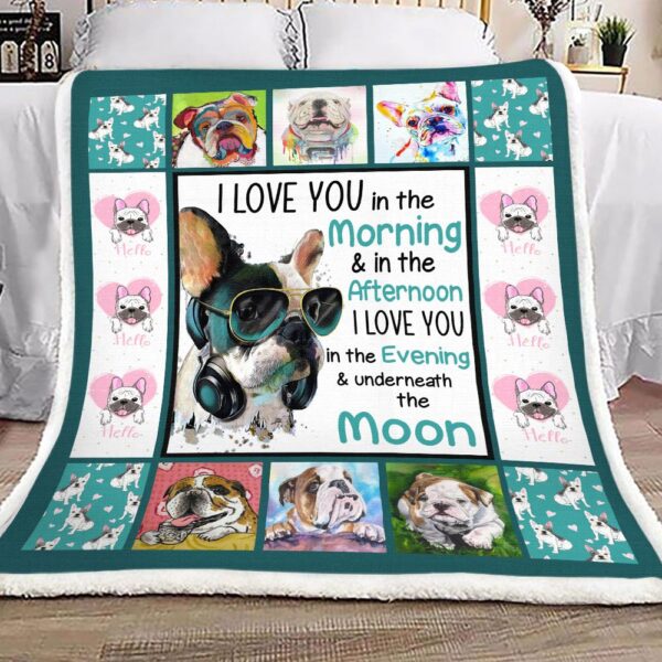 Love The Moon For Farmer Bulldog Fleece Blanket Sherpa Blanket
