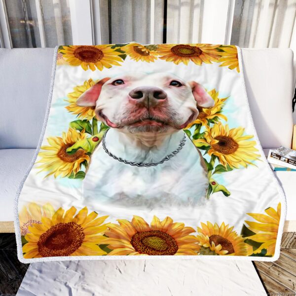 Pitbull Dog Sunflower Fleece Blanket Sherpa Blanket