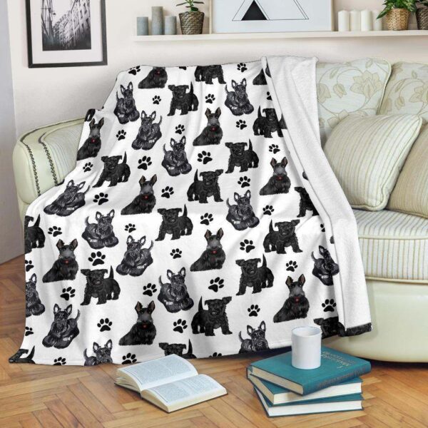 Scottish Terrier Paw Fleece Blanket Sherpa Blanket