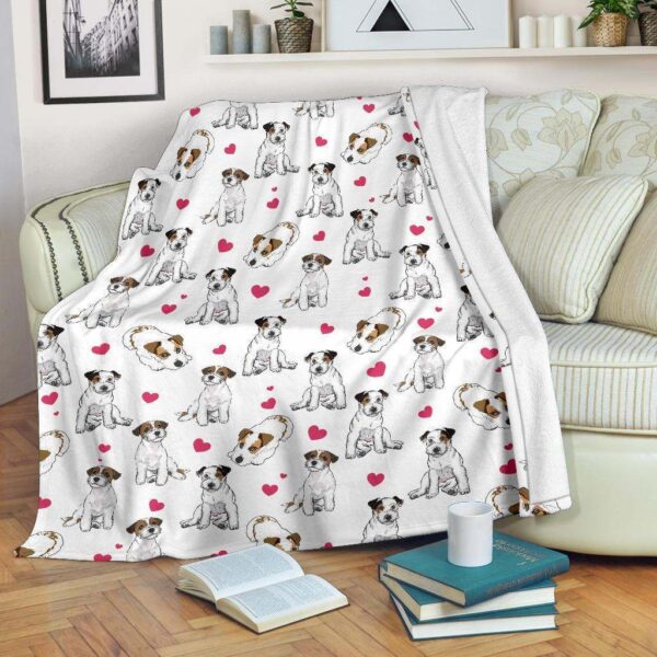 Parson Russell Terrier Heart Fleece Blanket Sherpa Blanket
