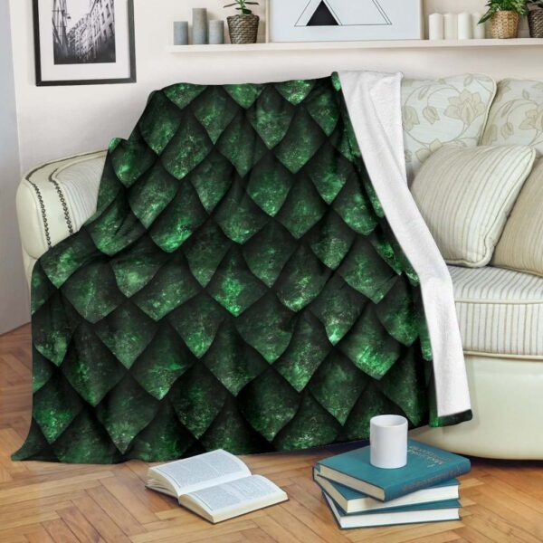 Green Dragon Scales Fleece Blanket Sherpa Blanket