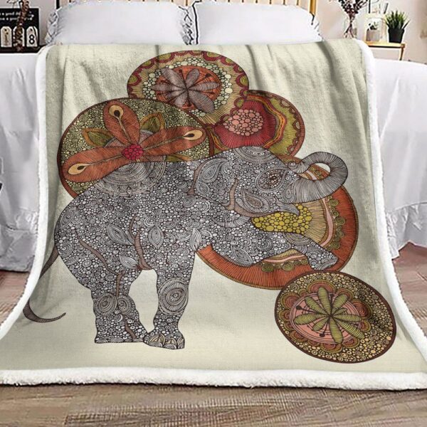 Mandala Elephant Fleece Blanket Sherpa Blanket