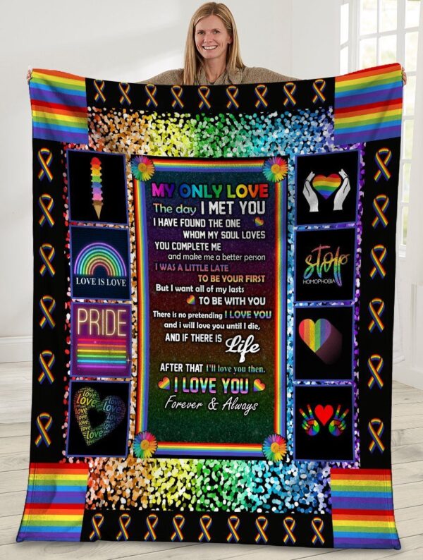 My Only Love The Day I Met You Lgbt Rainbow Fleece Blanket Sherpa Blanket