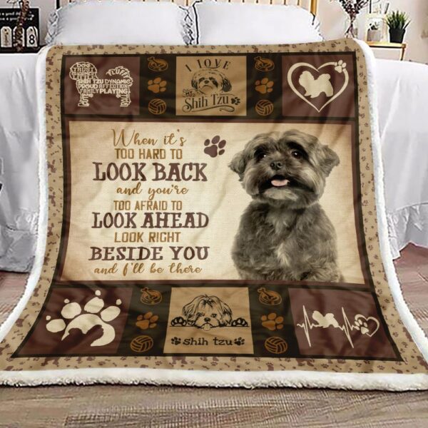 Dogs Shih Tzu Beside You Fleece Blanket Sherpa Blanket