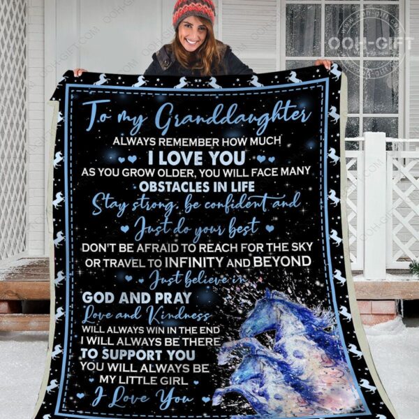 To My Granddaughter Horse Fleece Blanket Sherpa Blanket
