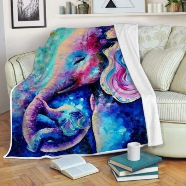 Elephant Mom Fleece Blanket Sherpa Blanket
