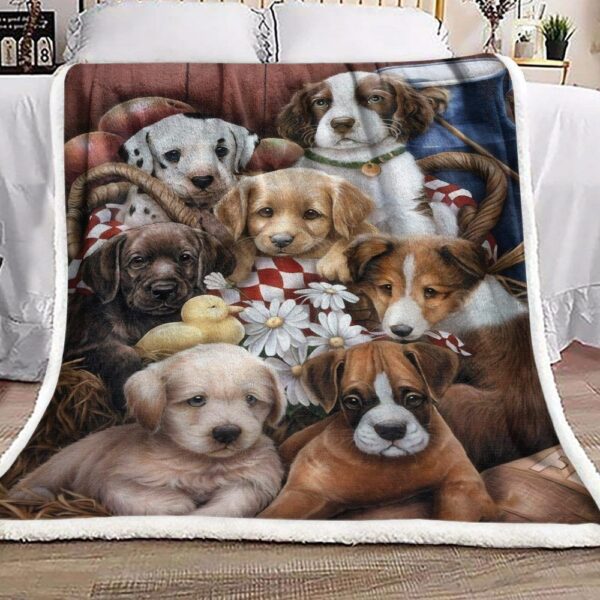 Puppies Labrador Dalmatian Golden Boxer Collie Fleece Blanket Sherpa Blanket