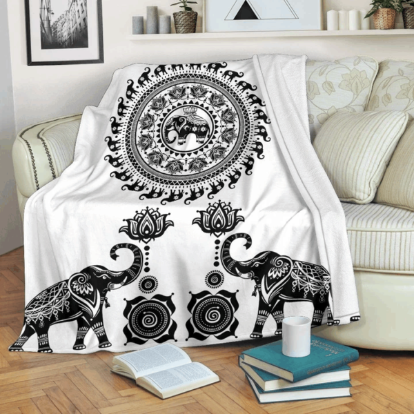 Elephant Tribal Fleece Blanket Sherpa Blanket