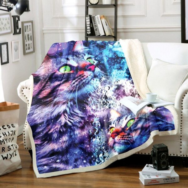 Cat Galaxy Fleece Blanket Sherpa Blanket