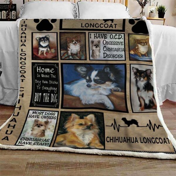 Chihuahua Longcoat Fleece Blanket Sherpa Blanket