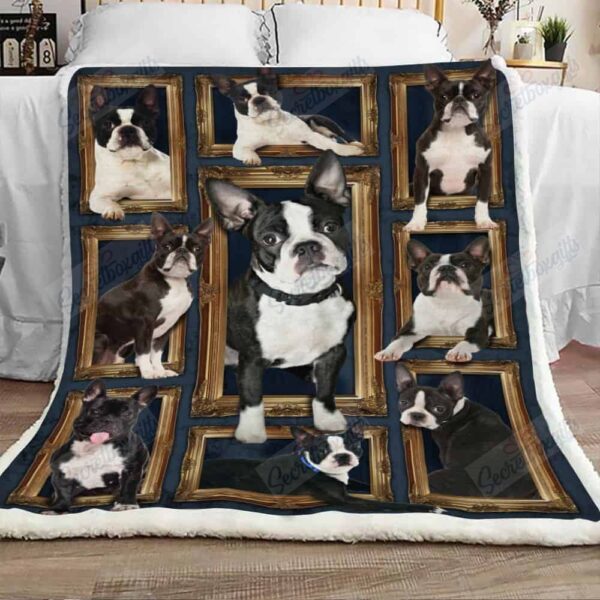 Boston Terrier Dog Fleece Blanket Sherpa Blanket