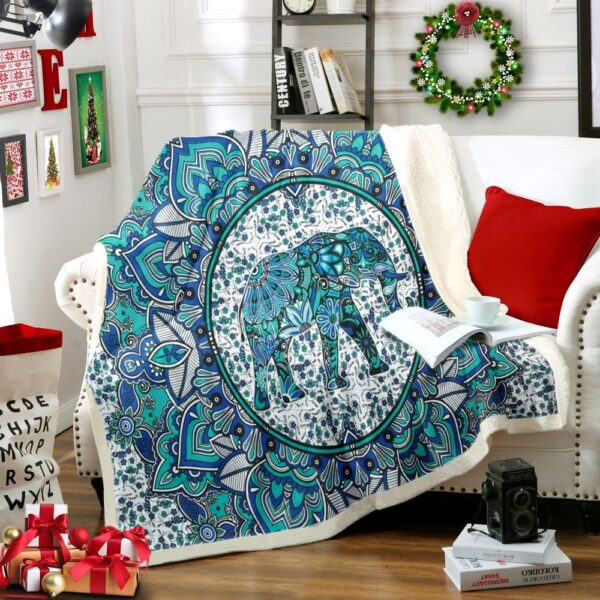 Elephant Mandala Fleece Blanket Sherpa Blanket