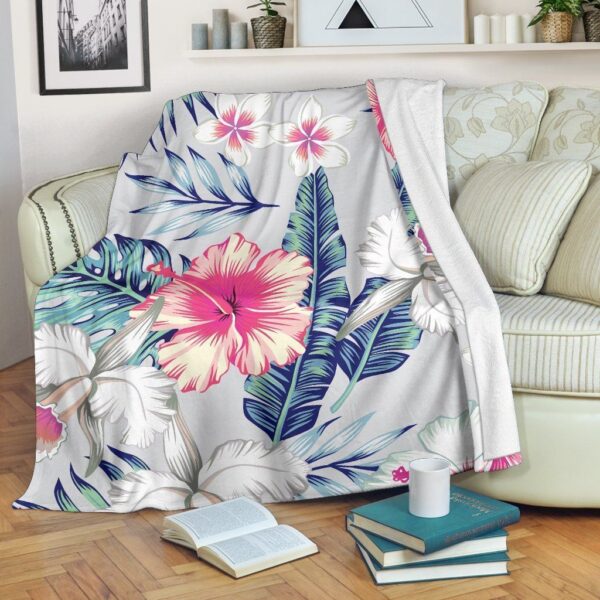 Hibiscus Orchids Hawaii Fleece Blanket Sherpa Blanket