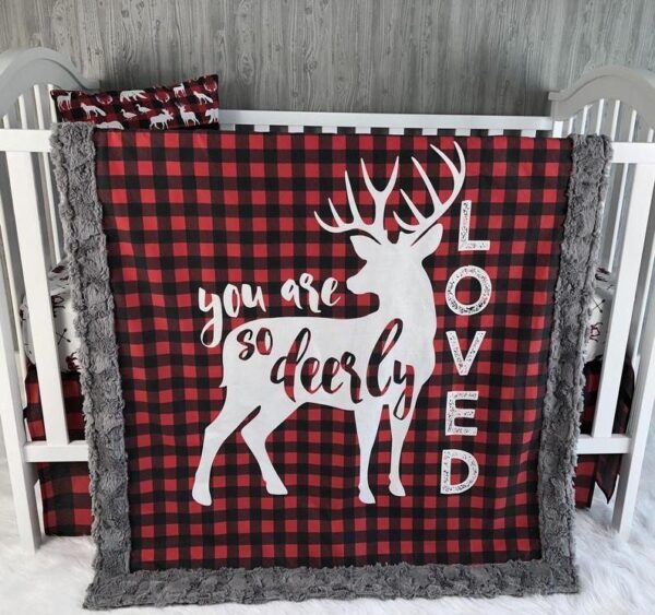 Buffalo Plaid Deer Fleece Blanket Sherpa Blanket