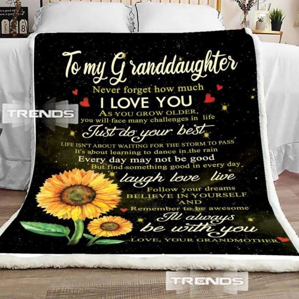 Granddaughter Sunflower Fleece Blanket Sherpa Blanket