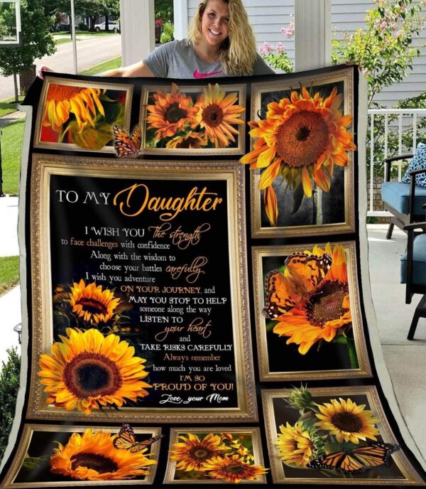 To My Daughter Sunflower Fleece Blanket Sherpa Blanket