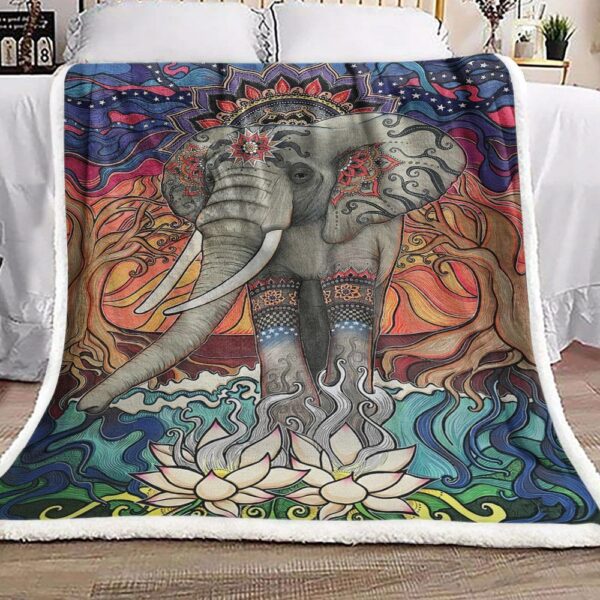 Mandala Elephant Fleece Blanket Sherpa Blanket