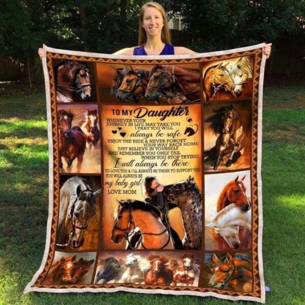 To My Daughter Horse Fleece Blanket Sherpa Blanket