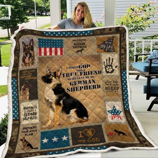 German Shepherd I Love My Dog Fleece Blanket Sherpa Blanket