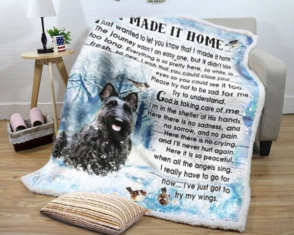 Scottish Terrier I Made It Home Fleece Blanket Sherpa Blanket