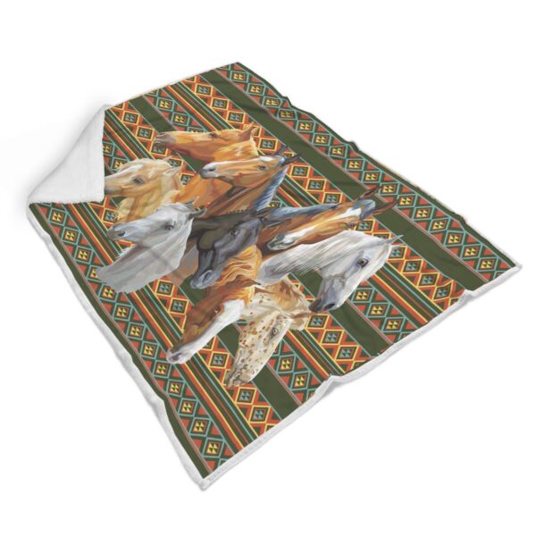 Native Horse Fleece Blanket Sherpa Blanket
