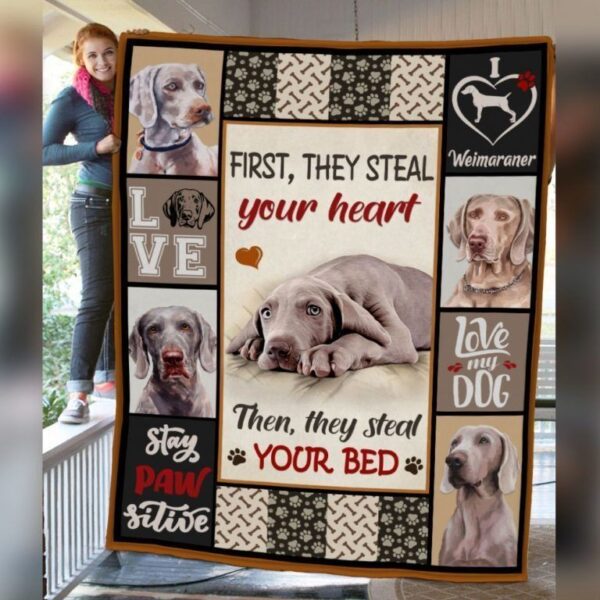 Weimaraner Dog Your Heart Fleece Blanket Sherpa Blanket