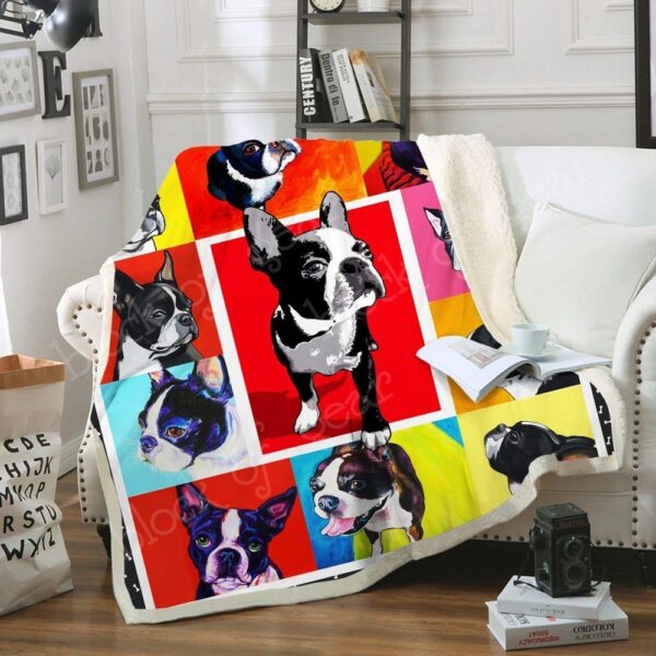 Boston Terrier Fleece Blanket Sherpa Blanket