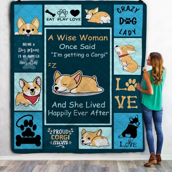 Corgi Dog She Lived Happily Ever After Fleece Blanket Sherpa Blanket