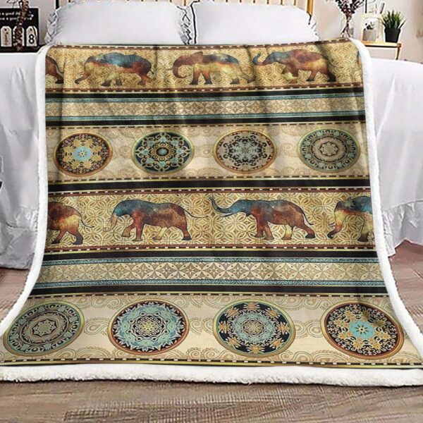 Elephant Mandala Fleece Blanket Sherpa Blanket