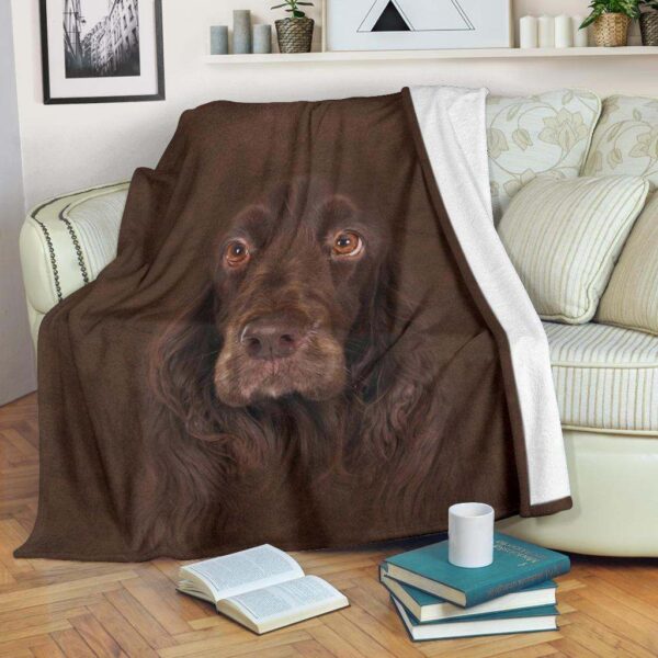 Field Spaniel Face Hair Fleece Blanket Sherpa Blanket
