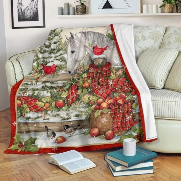 Christmas Horse Fleece Blanket Sherpa Blanket