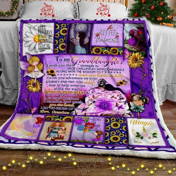 My Sunshine Granddaughter Love Grandma Fleece Blanket Sherpa Blanket