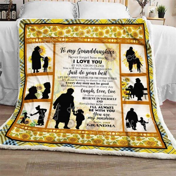 To My Granddaughter Fleece Blanket Sherpa Blanket