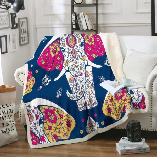 Elephant Mandala Fleece Blanket Sherpa Blanket