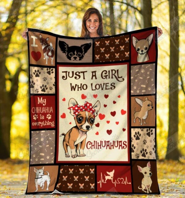 Just A Girl Who Loves Chihuahuas Chihuahua Dog Fleece Blanket Sherpa Blanket