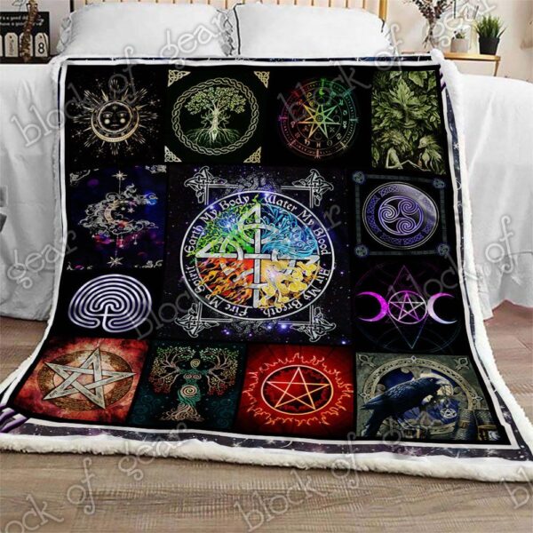 Pagan Symbols Wicca Fleece Blanket Sherpa Blanket
