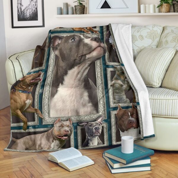 Pitbull Dog Picture Fleece Blanket Sherpa Blanket