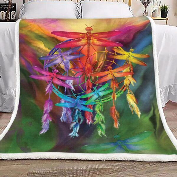Dreamcatcher Dragonfly Fleece Blanket Sherpa Blanket