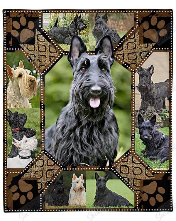 Scottish Terrier Happy Dog Fleece Blanket Sherpa Blanket