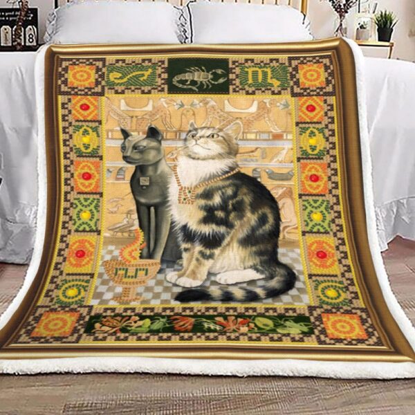 Egypt Cat Fleece Blanket Sherpa Blanket