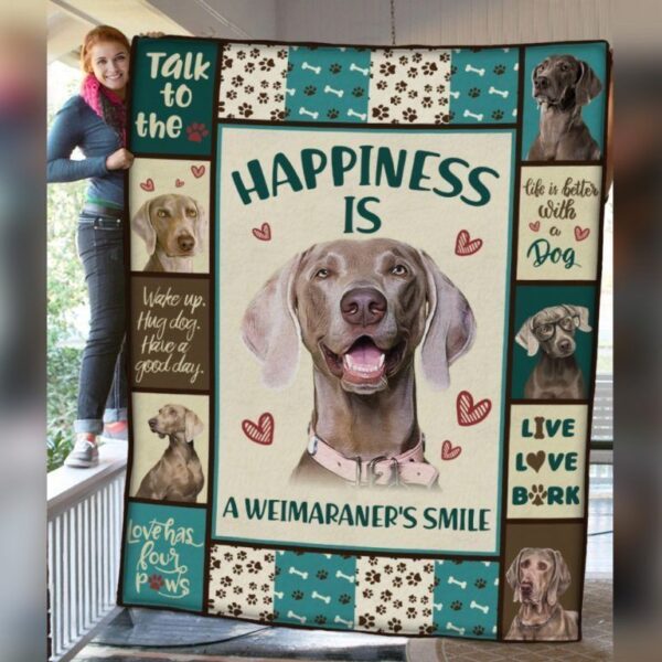 Weimaraner Dog Smile Fleece Blanket Sherpa Blanket