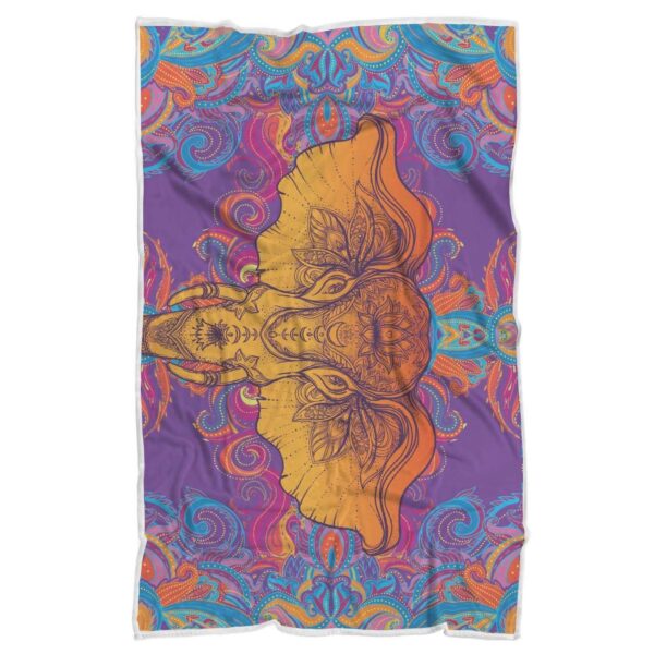 Gold Elephant Indian Fleece Blanket Sherpa Blanket