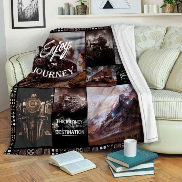 Train The Journey Destination Fleece Blanket Sherpa Blanket