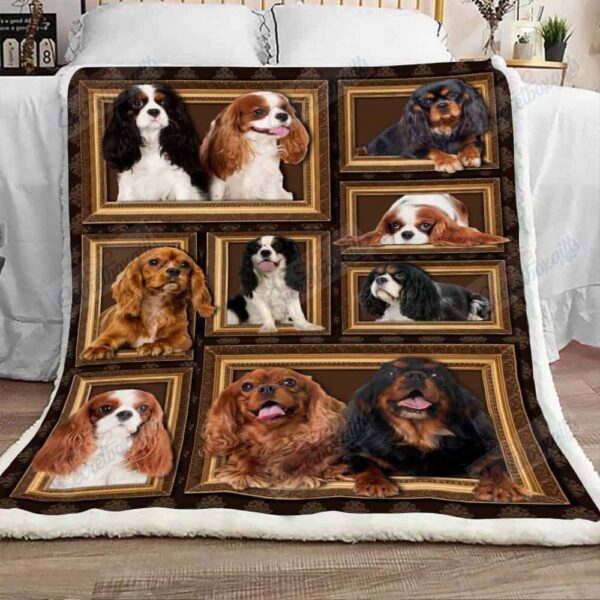 Cute Cavalier King Charles Spaniel Dog Fleece Blanket Sherpa Blanket