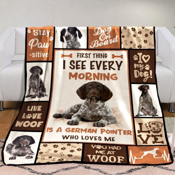 German Shorthaired Pointer Dog Who Loves Me Fleece Blanket Sherpa Blanket