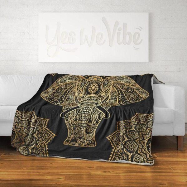 Gold Elephant Fleece Blanket Sherpa Blanket