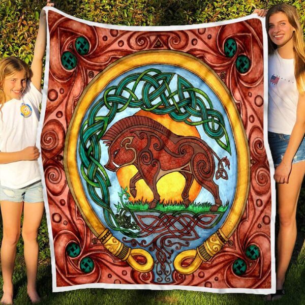 Celtic Boar Fleece Blanket Sherpa Blanket