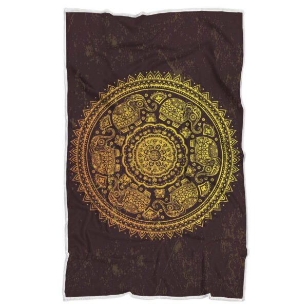 Elephant Gold Mandala Fleece Blanket Sherpa Blanket