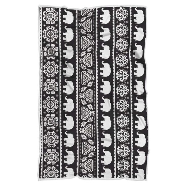 Elephant Pattern Fleece Blanket Sherpa Blanket