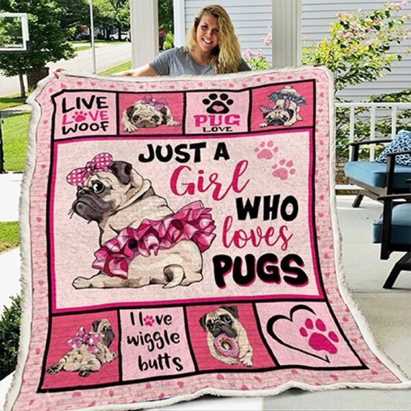 Pug Lovely Dog Fleece Blanket Sherpa Blanket